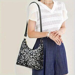 SILVER SEQUINED BAG
